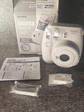 Fujifilm Instax Mini 9 Smoky White Instant Camera New Open Box Complete